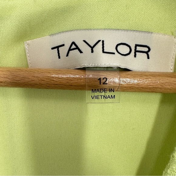Taylor Light Lime Green Tweed Square Neck Cropped Top Women's Size 12 Brunch - Picture 2 of 4